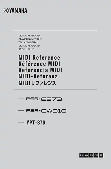 yamaha雅马哈PSR-E373_PSR-EW310_YPT-370 MIDI Reference